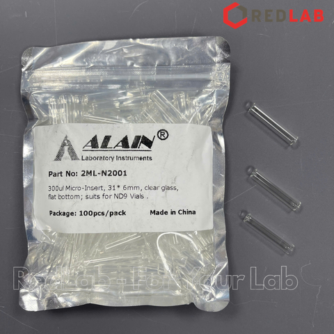 Ống insert sắc ký ALAIN 250ul 300ul 6x29mm 6x31mm đáy bằng / đáy nhọn / có lò xo định tâm, cho vial 2ml 9-425, có VAT