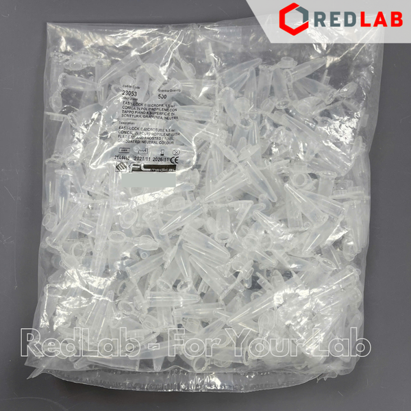 [Gói 500 cái] Ống ly tâm dạng eppendorf FL Medical - Ý 1.5ml (23053), 2ml (23073) microtubes liền nắp, có VAT