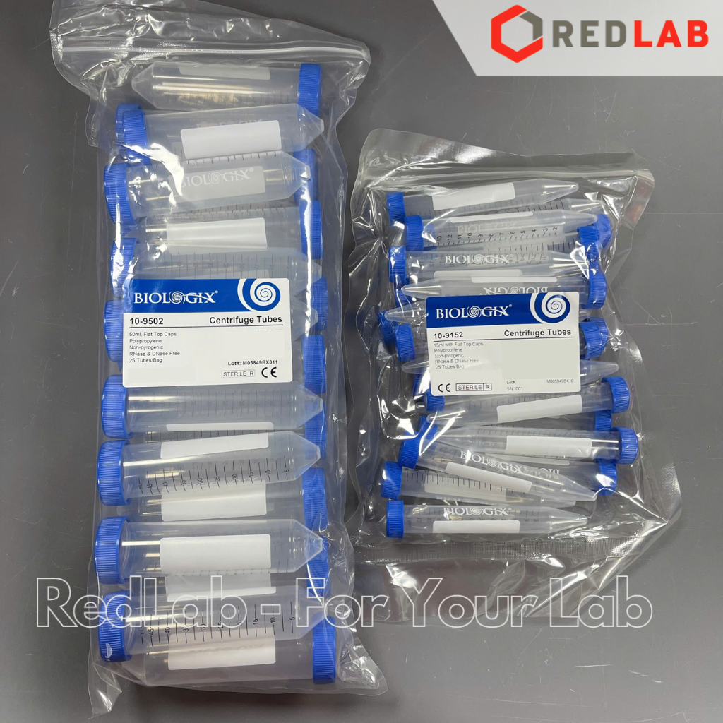 [Gói 25 cái] Ống ly tâm nhựa Bulk sterile BIOLOGIX 15ml 50ml, đáy nhọn (ống falcon / centrifuge tube) có VAT