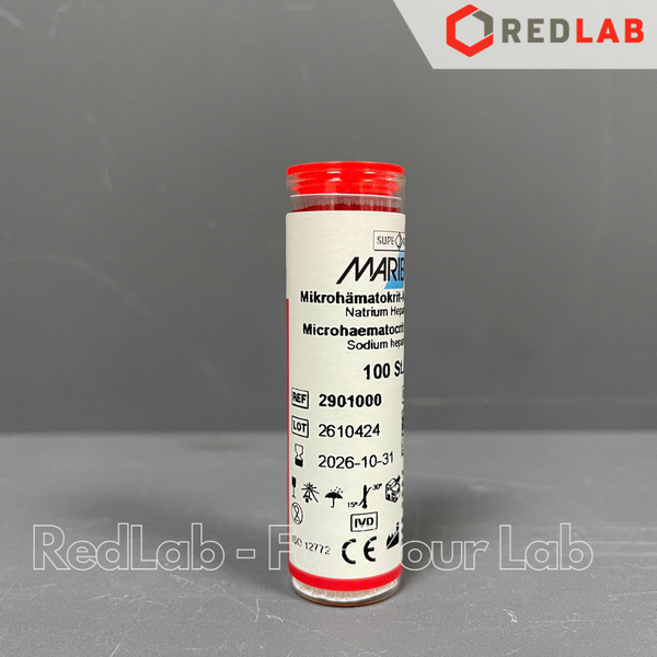 Ống mao quản 75μl dài 75mm, đường kính trong / ngoài: 1.2 / 1.6 mm, hãng MARIENFELD (hộp 100 cái), có VAT