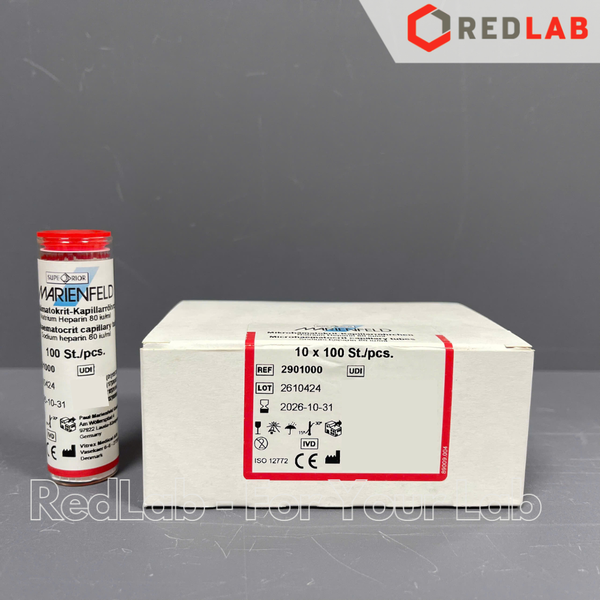 Ống mao quản 75μl dài 75mm, đường kính trong / ngoài: 1.2 / 1.6 mm, hãng MARIENFELD (hộp 100 cái), có VAT