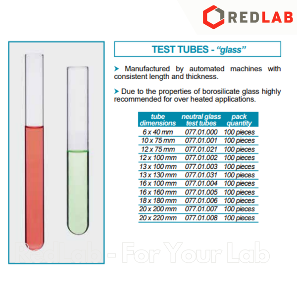 [5 cái] Ống nghiệm thủy tinh trung tính ISOLAB Ø 12x75 16x100 16x160 18x180 mm, neutral glass test tubes, có VAT