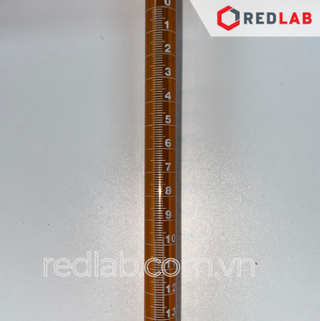 Buret thủy tinh Nâu BIOHALL khóa nhựa PTFE 10 25 50 100 ml, Class AS, chia vạch trắng, có VAT