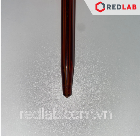 Buret thủy tinh Nâu BIOHALL khóa nhựa PTFE 10 25 50 100 ml, Class AS, chia vạch trắng, có VAT