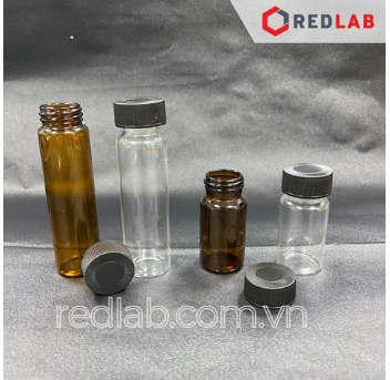[100 cái] MEMBRANE SOLUTIONS Chai thủy tinh vial 20ML 40ML trắng, nâu (chai & nắp bán riêng) nắp vặn kín 24-400, có VAT
