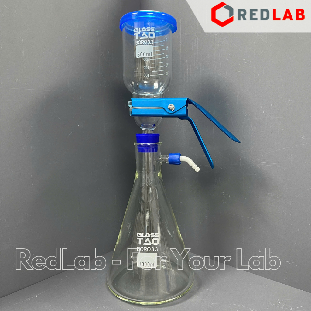 Bộ lọc vi sinh nút cao su GlassTAO phễu lọc 300ml, bình tam giác có vòi 1000 2000 ml, có VAT