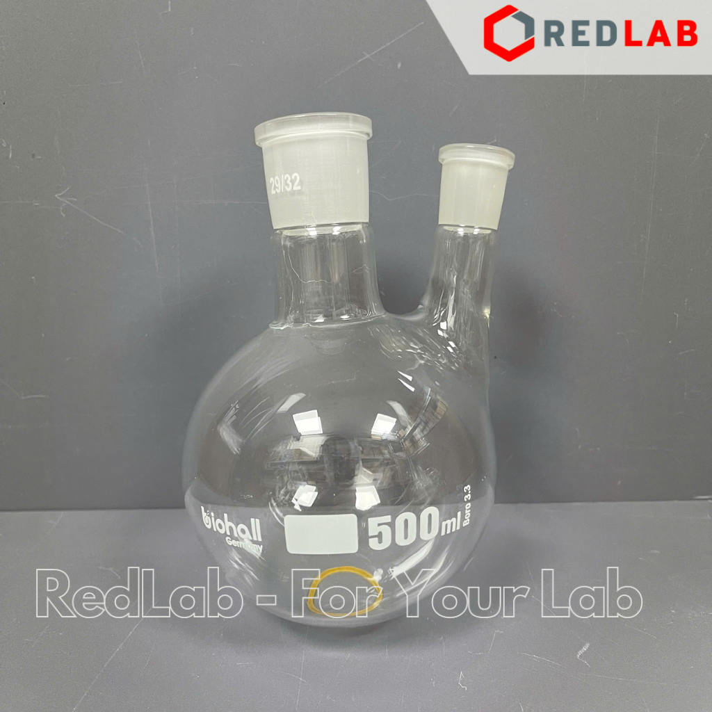 Bình cầu đáy tròn 2 cổ nhám BIOHALL 100 250 500 ml 1L 2L 5L 10L 20L – 19/26 24/29 29/32 55/44, có VAT