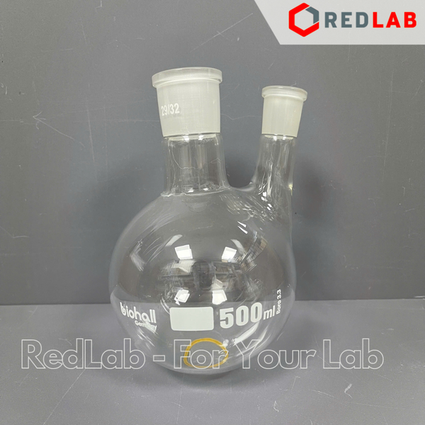 Bình cầu đáy tròn 2 cổ nhám BIOHALL 100 250 500 ml 1L 2L 5L 10L 20L - 19/26 24/29 29/32 55/44, có VAT