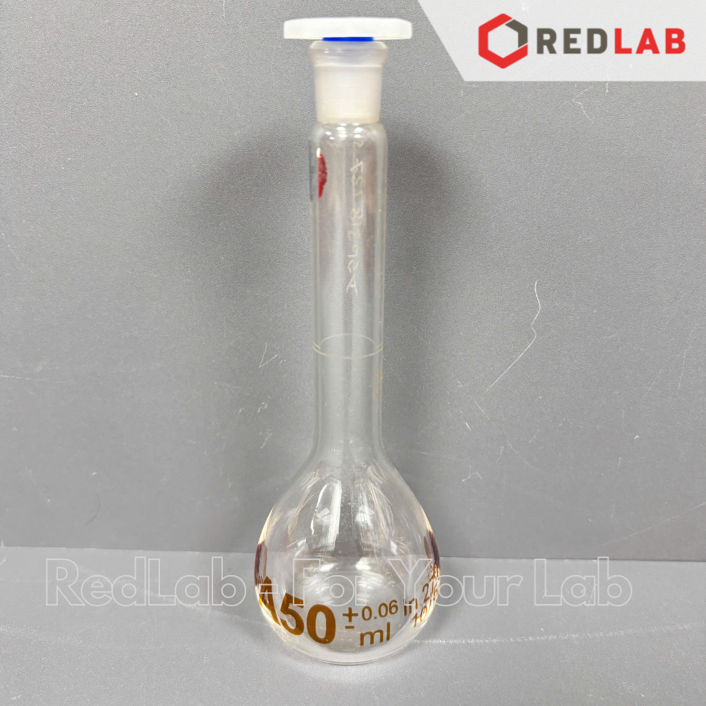 Bình định mức thuỷ tinh trắng BOROSIL Class A, Batch Certified, nút nhựa, có VAT