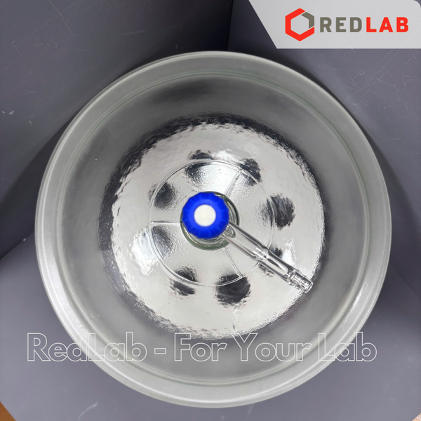 Bình hút ẩm trắng có vòi, đĩa sứ GLACIER 150 200 250 300 mm, Desiccator with lid (vacuum) thuỷ tinh borosilicate, có VAT