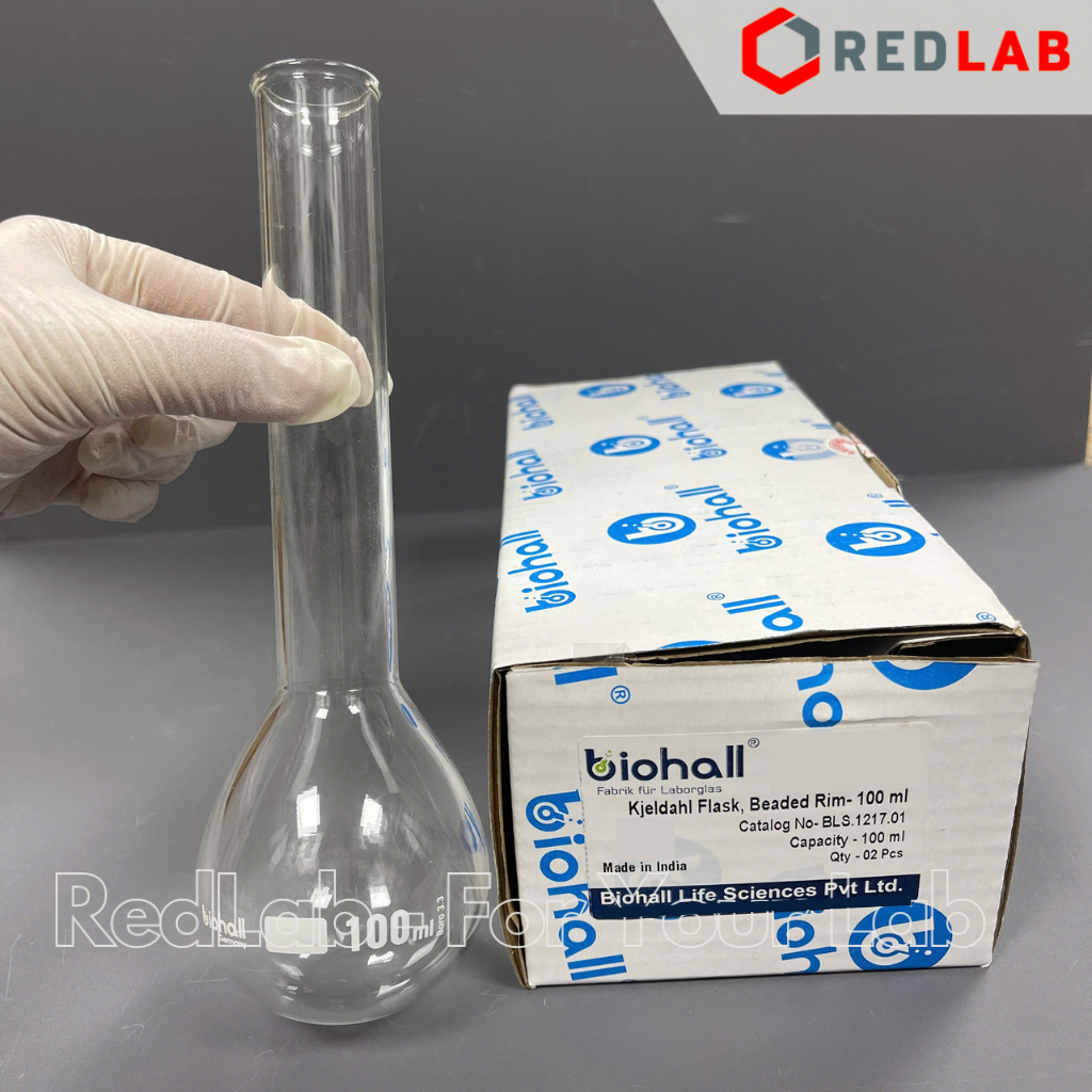 Bình Kjeldahl BIOHALL 100 300 500 ml, thủy tinh boro 3.3, mark trắng, có VAT
