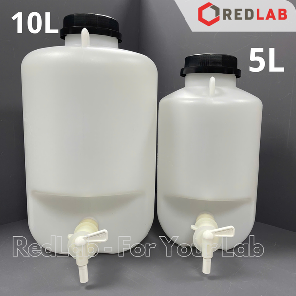 Bình nhựa HDPE có vòi ONELAB thể tích lớn 5 10 25 L, dùng trong thí nghiệm, có VAT