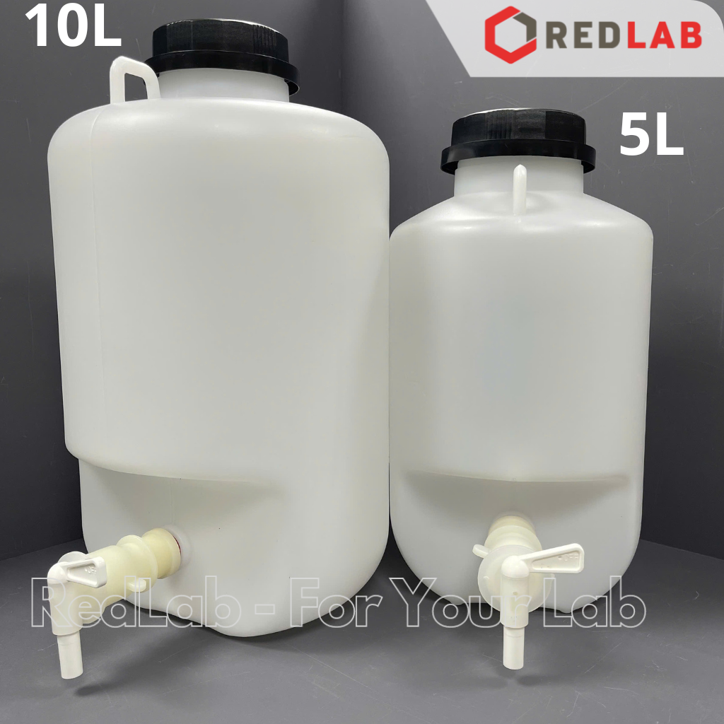 Bình nhựa HDPE có vòi ONELAB thể tích lớn 5 10 25 L, dùng trong thí nghiệm, có VAT