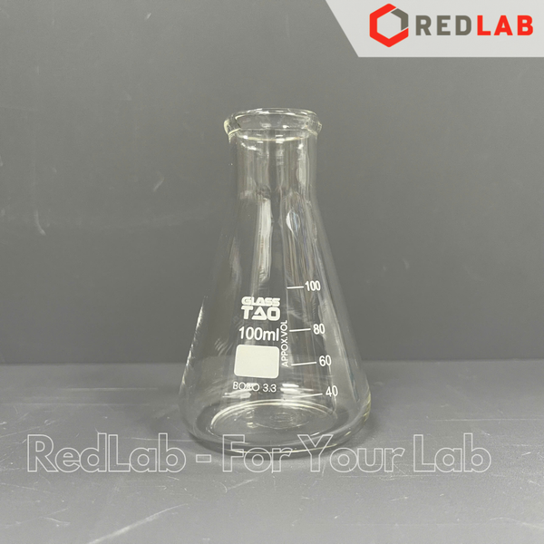 Bình tam giác miệng hẹp GlassTAO 50 100 150 250 500 1000 ml, bình nón / erlen trắng đựng mẫu thí nghiệm, có VAT