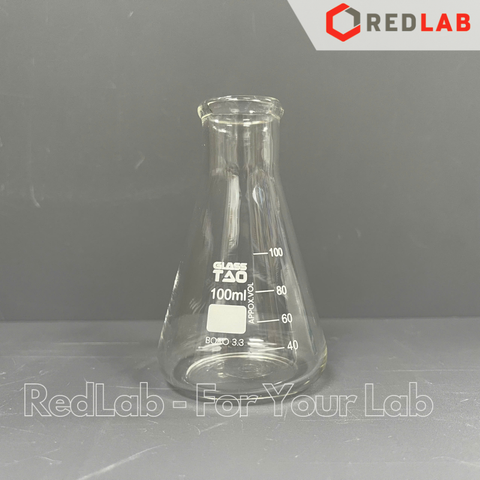 Bình tam giác miệng hẹp GlassTAO 50 100 150 250 500 1000 ml, bình nón / erlen trắng đựng mẫu thí nghiệm, có VAT