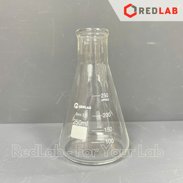 Bình tam giác miệng Hẹp GENLAB 50 100 150 250 500 1000 ml, 3L 5L 10L, bình nón / erlen thuỷ tinh đựng mẫu thí nghiệm, có VAT