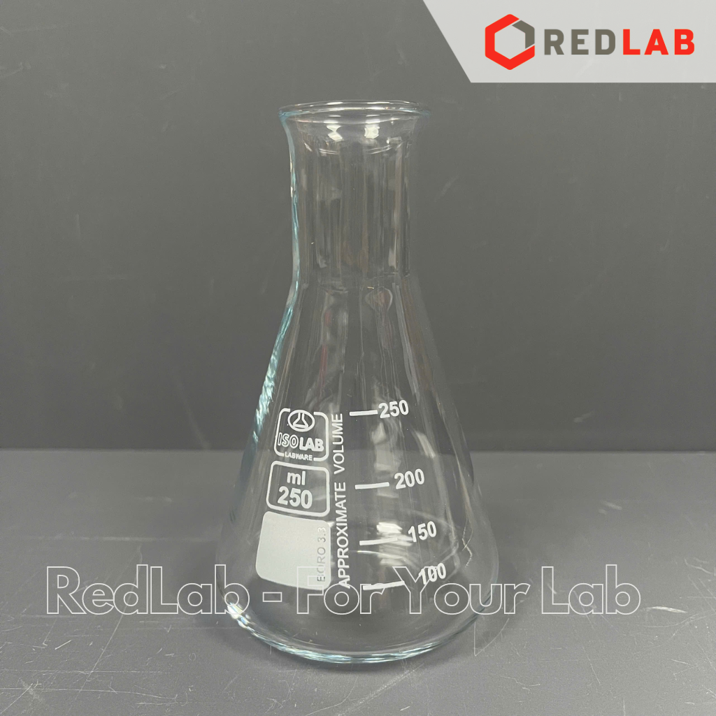 Bình tam giác cổ hẹp ISOLAB 50 100 250 500 ml 1L 2L, narrow neck erlenmeyer thuỷ tinh boro 3.3, có VAT