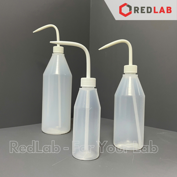Bình tia nhựa LDPE trơn miệng hẹp vai nghiêng AZLON Scilabware 250 500 1000 ml, Wash Bottle, có VAT