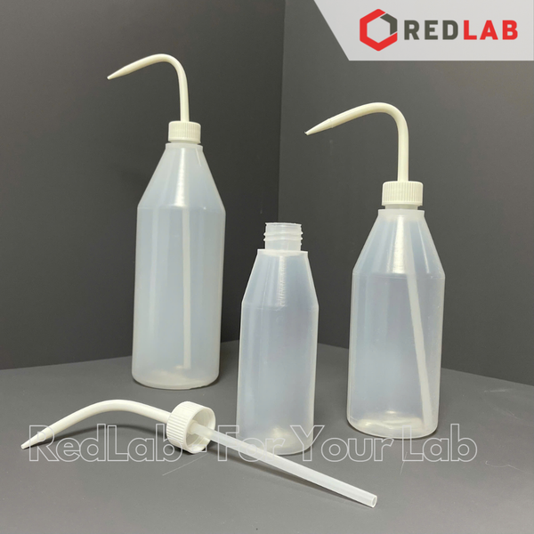 Bình tia nhựa LDPE trơn miệng hẹp vai nghiêng AZLON Scilabware 250 500 1000 ml, Wash Bottle, có VAT