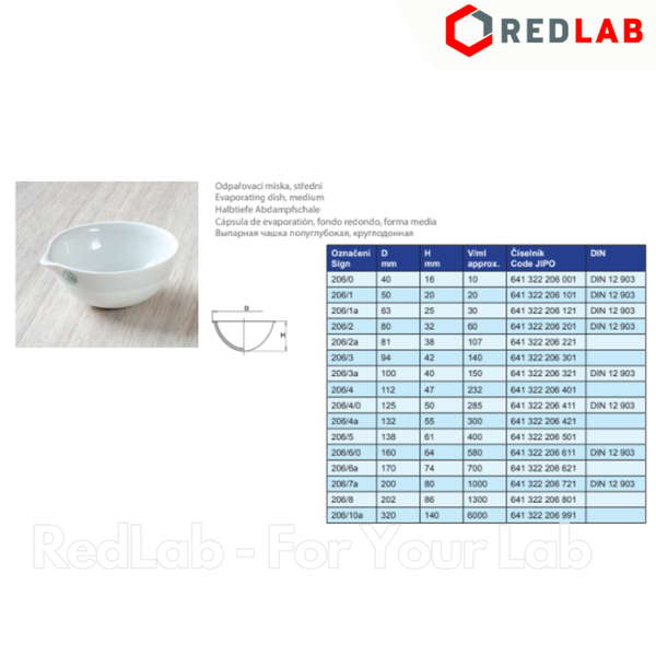 Bát sứ có mỏ đáy tròn JIPO Czech 60 107 140 232 ml, Porcelain Evaporating dish, có VAT