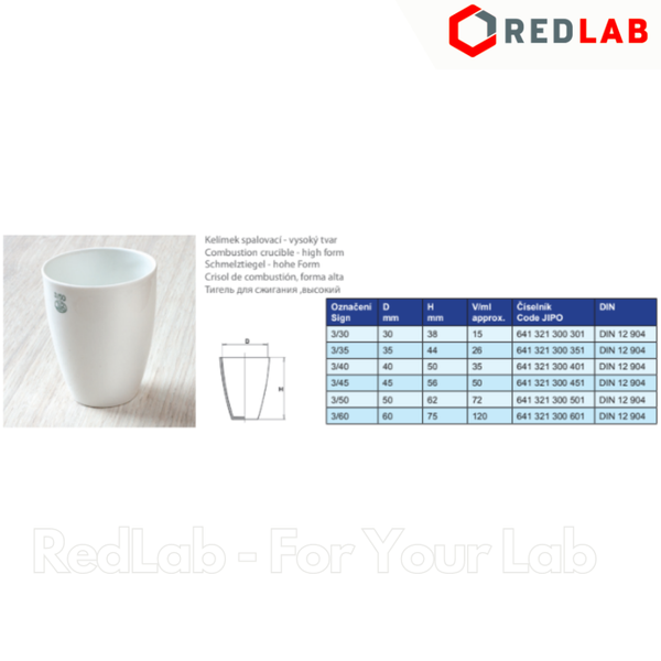 Chén nung sứ JIPO Czech 10 15 20 30 35 45 50 72 80 120 200 ml, Porcelain Combustion Crucible, có VAT