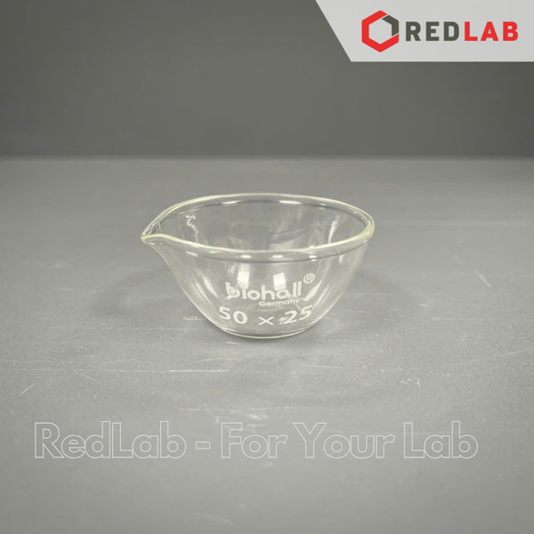 Bát thủy tinh có mỏ BIOHALL 50x25 60x30 70x35 80x45 95x55 105x55 150x80 200x100 mm, thủy tinh boro 3.3, có VAT