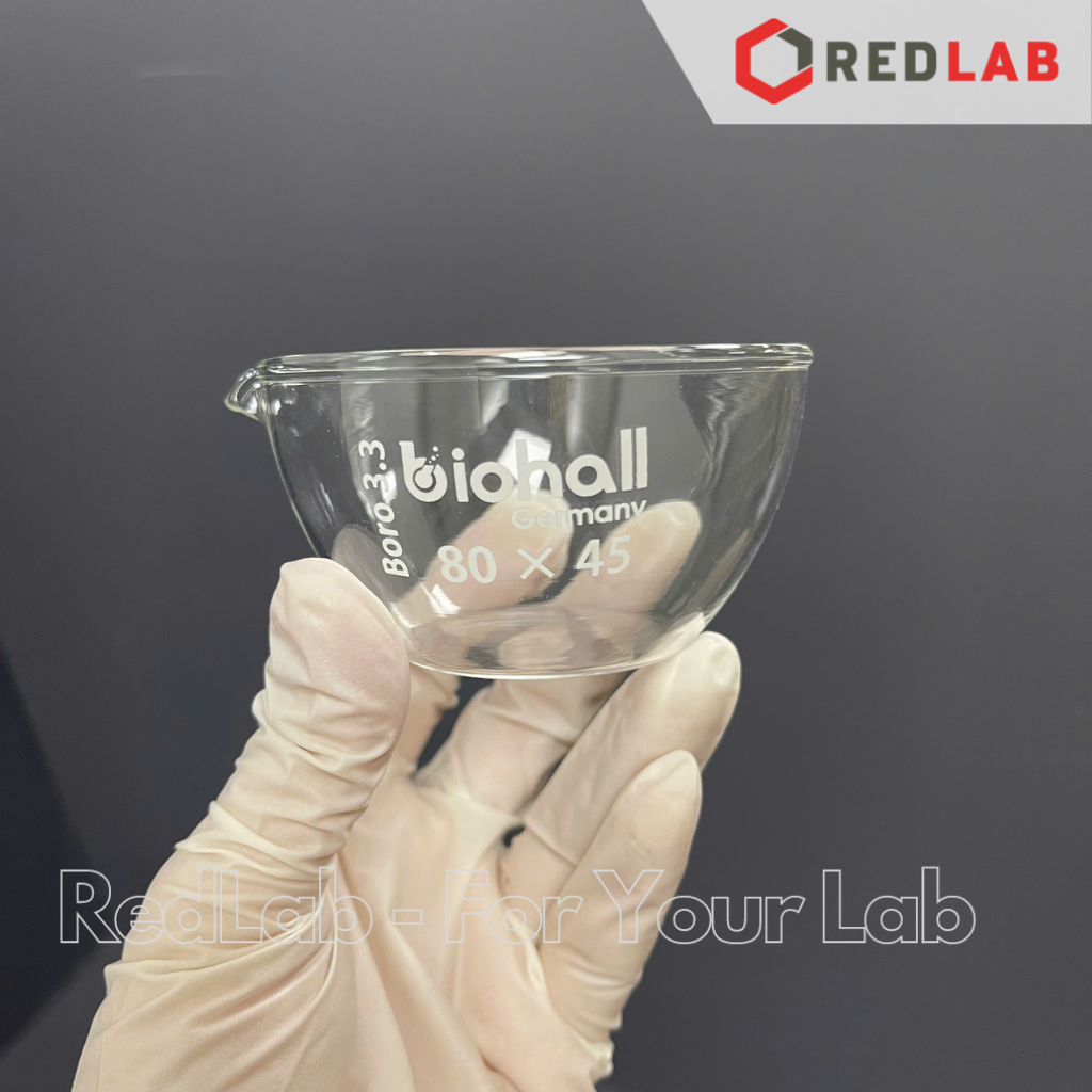 Bát thủy tinh có mỏ BIOHALL 50×25 60×30 70×35 80×45 95×55 105×55 150×80 200×100 mm, thủy tinh boro 3.3, có VAT