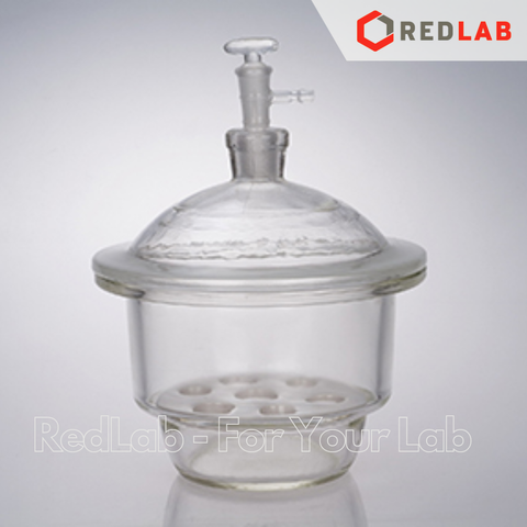 Bình hút ẩm trắng có vòi GENLAB 150 180 210 240 300 350 400 mm, dùng lưu trữ hoặc làm khô mẫu thí nghiệm, có VAT