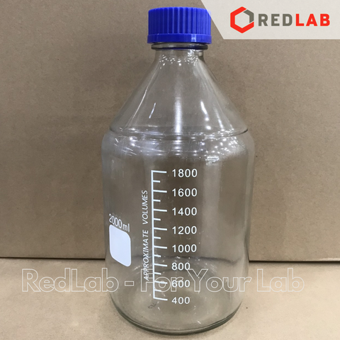 Chai trắng nắp vặn xanh GENLAB 50 100 250 500 1000 2000 ml  - GL45, chai thuỷ tinh soda-lime, đựng mẫu thí nghiệm, có VAT