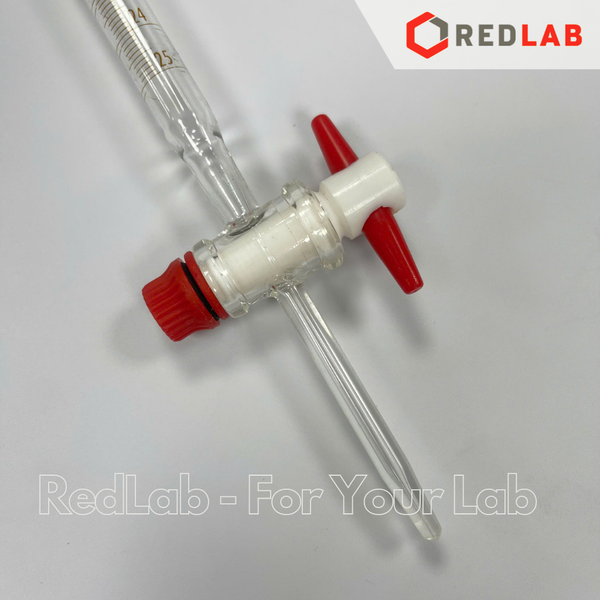 Buret thủy tinh trắng BIOHALL khóa nhựa PTFE 10 25 50 100 ml, Class AS, có VAT