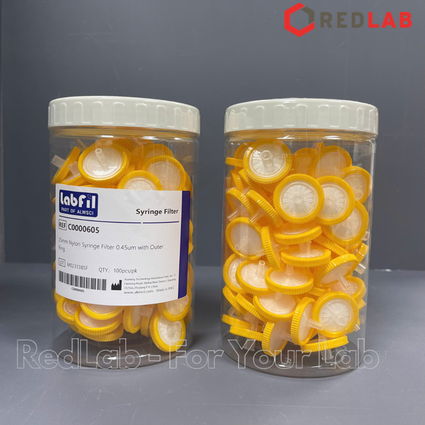 [Hộp 100 cái] Đầu lọc Nylon Syringe filter Labfill ALWSCI 13mm / 25mm, lỗ lọc 0.22um / 0 45um, dùng cho sắc ký HPLC, có VAT