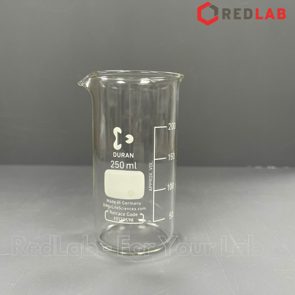 Cốc đốt thủy tinh Cao thành DURAN Class A 50 100 150 250 400 600 800 ml, 1 2 3 5 L, beaker có mỏ chịu nhiệt, có VAT