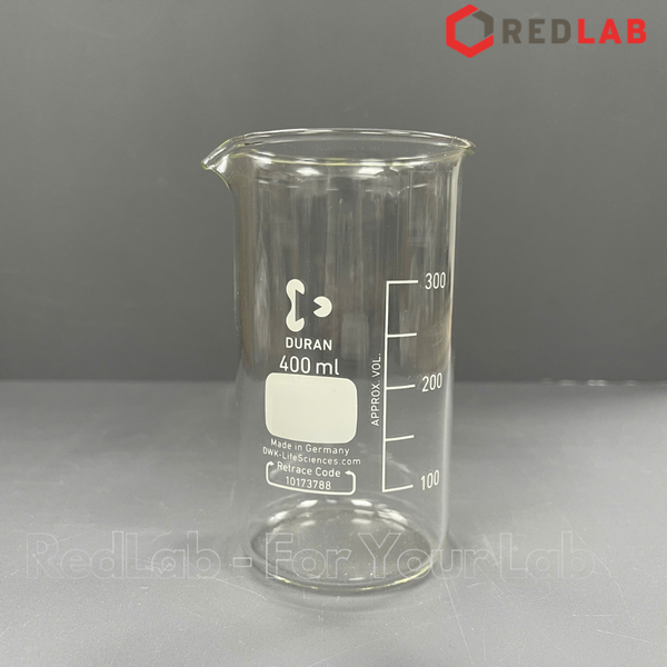 Cốc đốt thủy tinh Cao thành DURAN Class A 50 100 150 250 400 600 800 ml, 1 2 3 5 L, beaker có mỏ chịu nhiệt, có VAT