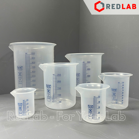 Cốc nhựa PP không quai vạch xanh KARTELL Class B 25 50 100 250 500 1000 2000 ml, có VAT