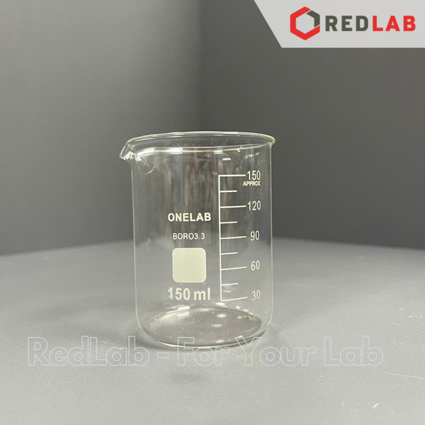 Cốc đốt thủy tinh thấp thành ONELAB 50 100 150 250 500 1000 ml 2 3 5 10 L, beaker thí nghiệm có mỏ, chịu nhiệt, có VAT