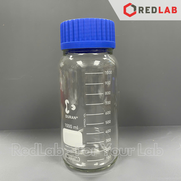 Chai trung tính Miệng Rộng GLS 80 DURAN 250 500 1000 2000 ml, thuỷ tinh borosilicate 3.3 chịu nhiệt, nắp nhựa PP, có VAT