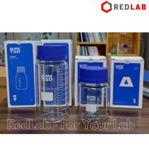 Chai trung tính trắng Miệng rộng nắp vặn xanh GL80 GlassTAO 500 2000 ml, đựng mẫu thí nghiệm, có VAT