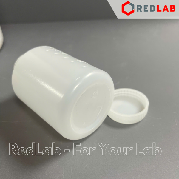Chai nhựa HDPE trắng miệng rộng ONELAB 30ml đến 2.5L, chịu nhiệt độ lạnh -30°C to 70°C, đựng mẫu thí nghiệm, có VAT