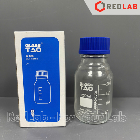 Chai trung tính trắng nắp vặn xanh GlassTAO 50 100 250 500 1000 2000 ml, đựng mẫu thí nghiệm, có VAT