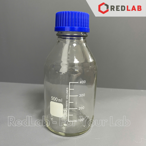 Chai trắng nắp vặn xanh ONELAB 25 50 100 250 500 1000 ml 2L 5L 10L 20L - GL45, chai thuỷ tinh soda-lime, đựng mẫu thí nghiệm, có VAT