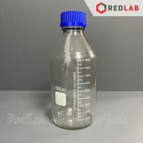 Chai trắng nắp vặn xanh ONELAB 25 50 100 250 500 1000 ml 2L 5L 10L 20L - GL45, chai thuỷ tinh soda-lime, đựng mẫu thí nghiệm, có VAT