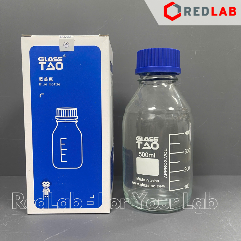 Chai trung tính trắng nắp vặn xanh GlassTAO 50 100 250 500 1000 2000 ml, đựng mẫu thí nghiệm, có VAT