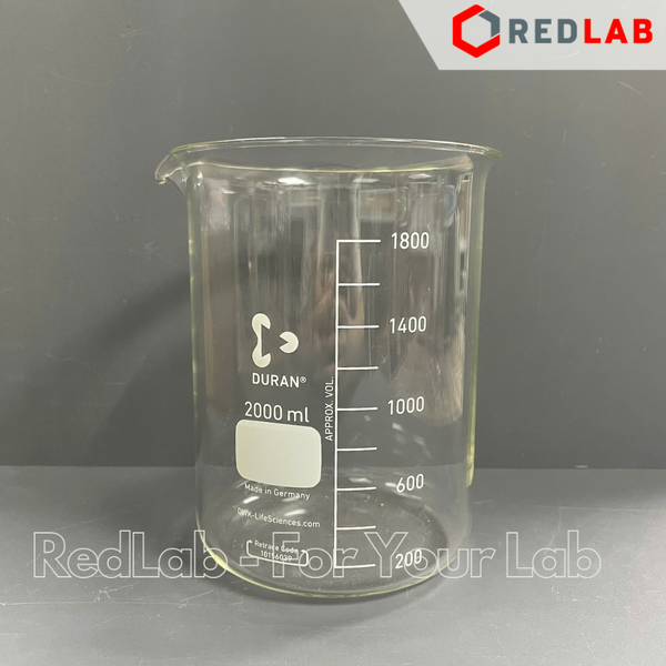 Cốc đốt thủy tinh thấp thành DURAN Class A 50 100 150 250 400 600 800 ml, 1 2 3 5 L, beaker có mỏ chịu nhiệt, có VAT