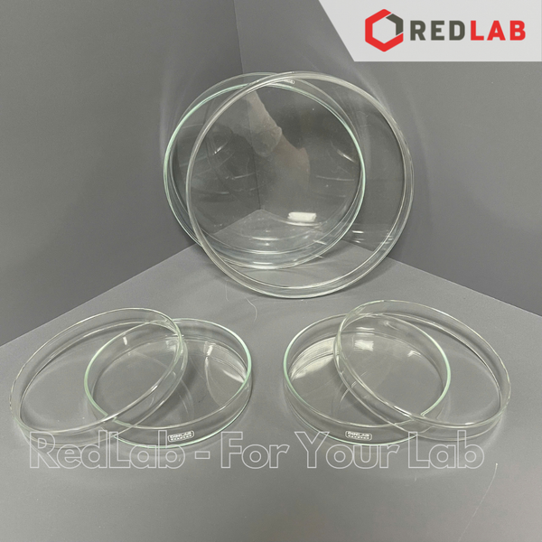 Đĩa petri thuỷ tinh DINLAB Ø 60 80 90 100 120 150 180 200 mm, gồm đĩa và nắp, thí nghiệm vi sinh, có VAT