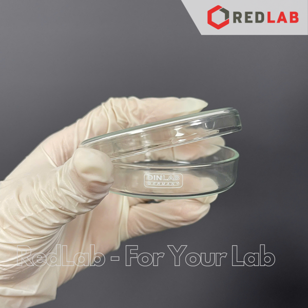Đĩa petri thuỷ tinh DINLAB Ø 60 80 90 100 120 150 180 200 mm, gồm đĩa và nắp, thí nghiệm vi sinh, có VAT