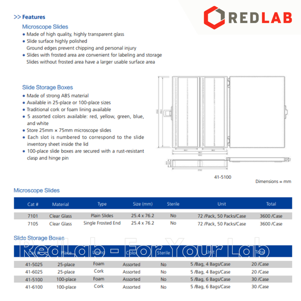 Hộp đựng lam kính hiển vi 100 vị trí BIOLOGIX 41-5100 cho lam 25×75mm, Slide Storage Boxes, nhựa ABS, có VAT