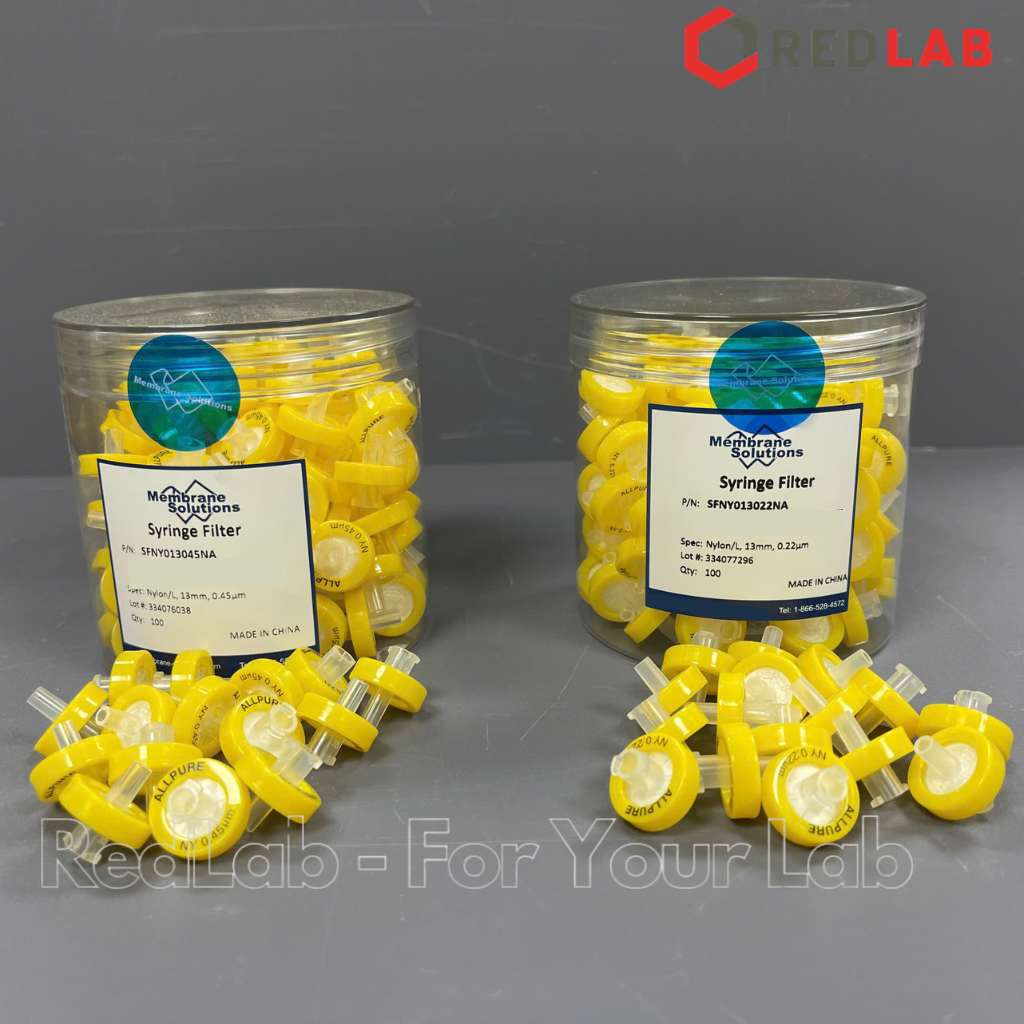 Đầu lọc sắc ký NYLON ưa nước MEMBRANE SOLUTIONS 13mm lỗ lọc 0.22um / 0.45um, hydrophilic syringe filter, có VAT