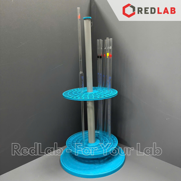 Giá đỡ pipet tròn 94 vị trí 48x23cm ISOLAB 022.01.001 kệ nhựa đựng pipet thẳng, pipet bầu thí nghiệm, có VAT