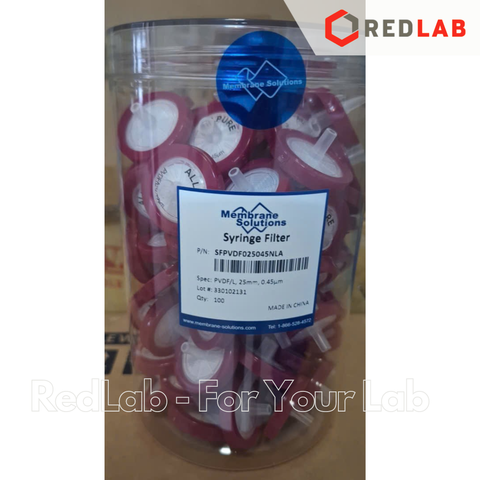 Đầu lọc sắc ký PVDF ưa nước MEMBRANE SOLUTIONS 25mm lỗ lọc 0.22um / 0.45um, hydrophilic syringe filter, có VAT