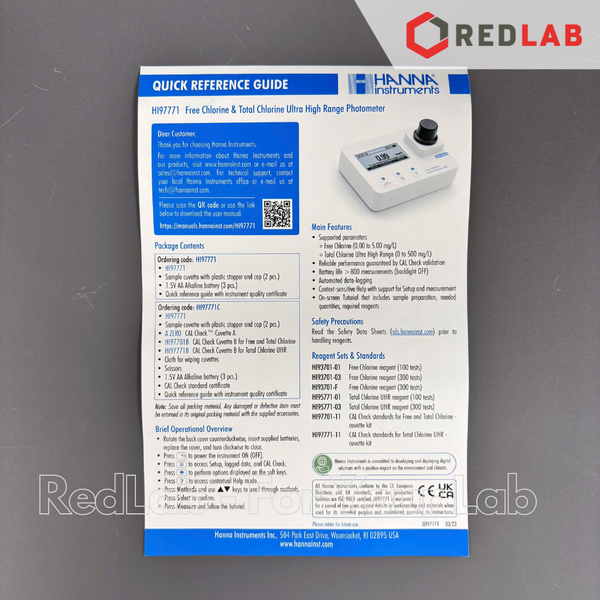 Máy Quang Đo Clo Dư Thang Thấp Và Clo Tổng Thang Cao Trong Nước Sạch Hanna HI97771, giá tốt, có VAT